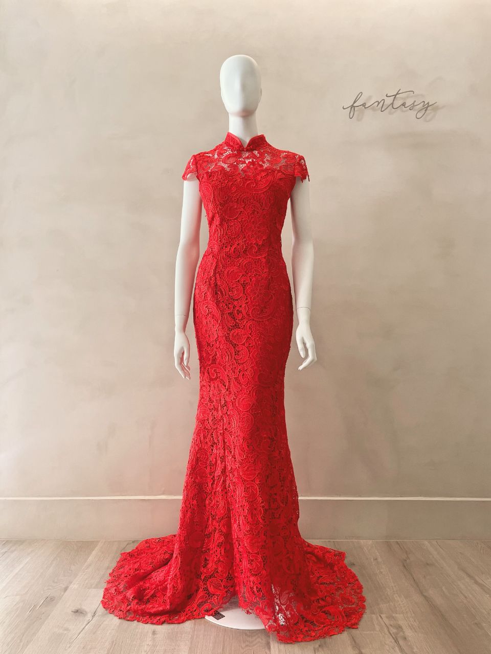 中式類旗袍紅色晚禮服