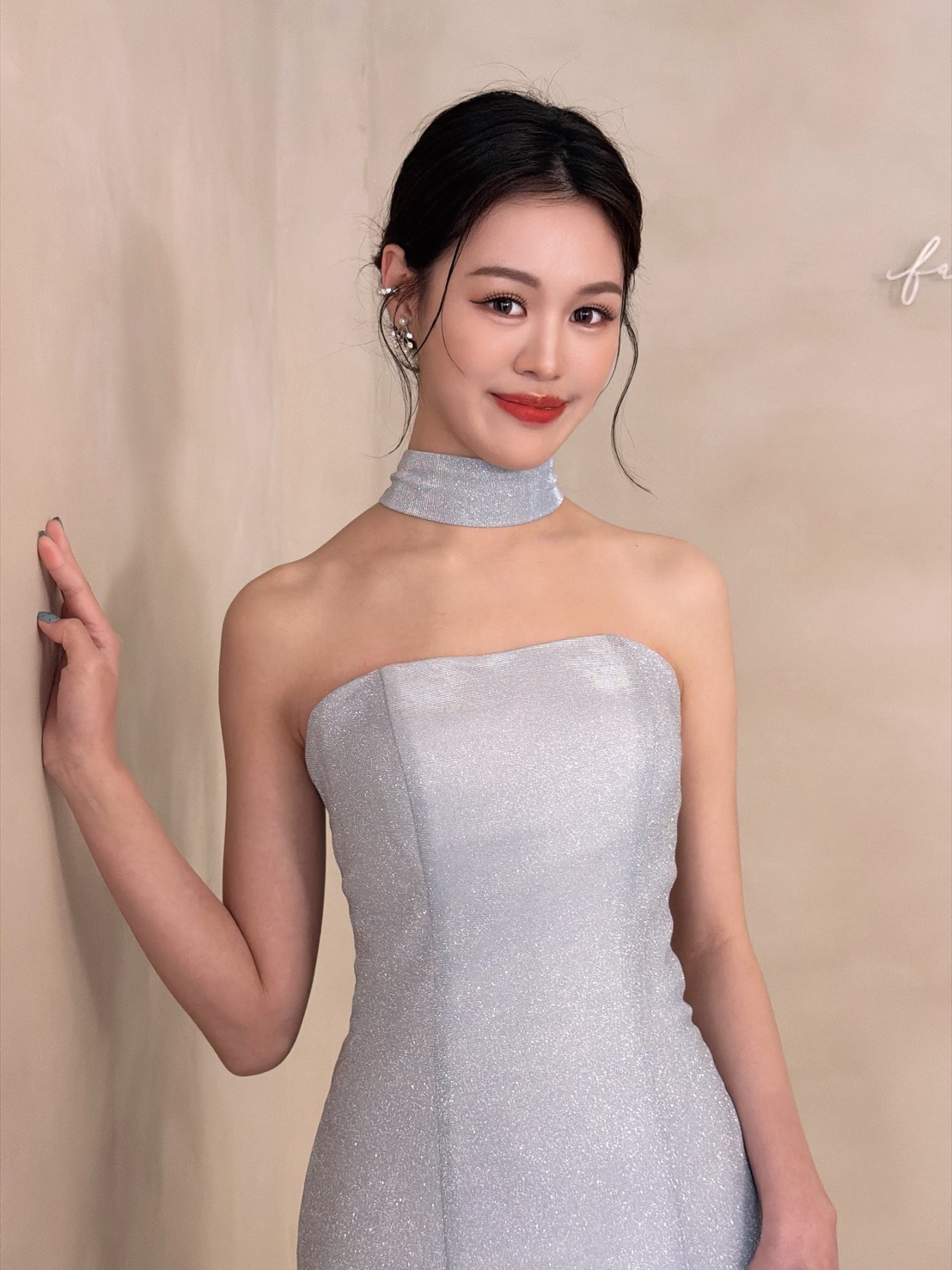 冰藍流光晚禮服